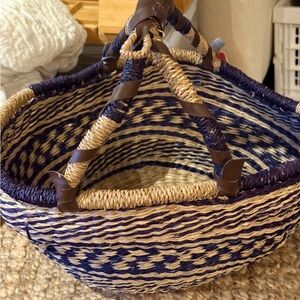 African Bolga Ghana Elephant Grass Reshapeable Basket 16”